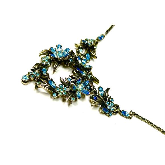 VINTAGE Necklace Signed HOLLYCRAFT 1953 BLUE Rhinestone Vtg Costume Jewelry JA14 - Picture 2 of 8